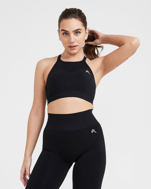 Oner Active Effortless Seamless High Neck Bralette Czarne | 817BMWECU