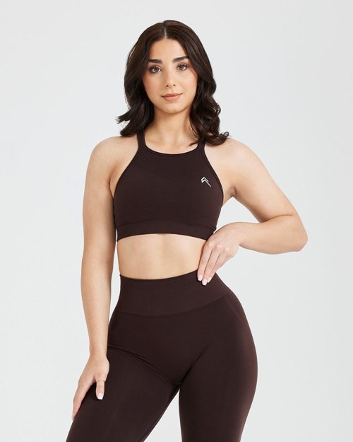 Oner Active Effortless Seamless High Neck Bralette 70% Cocoa | 875ZUOLEC