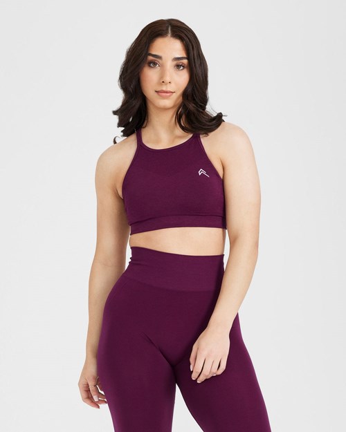 Oner Active Effortless Seamless High Neck Bralette Ripe Fig | 890QZHDRY