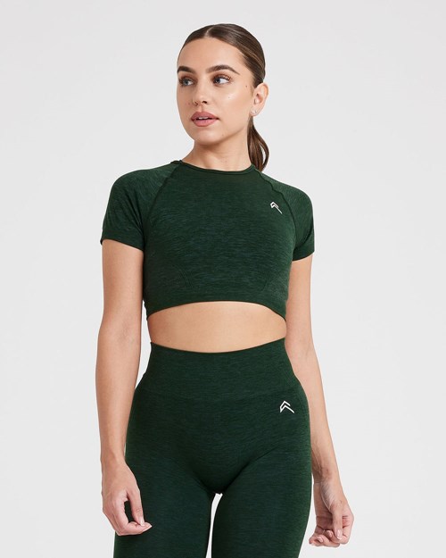 Oner Active Effortless Seamless Krótkie Sleeve Crop Top Evergreen | 275PNEBWO