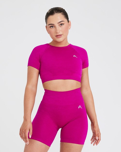 Oner Active Effortless Seamless Krótkie Sleeve Crop Top Fuksja | 864WRAKFP