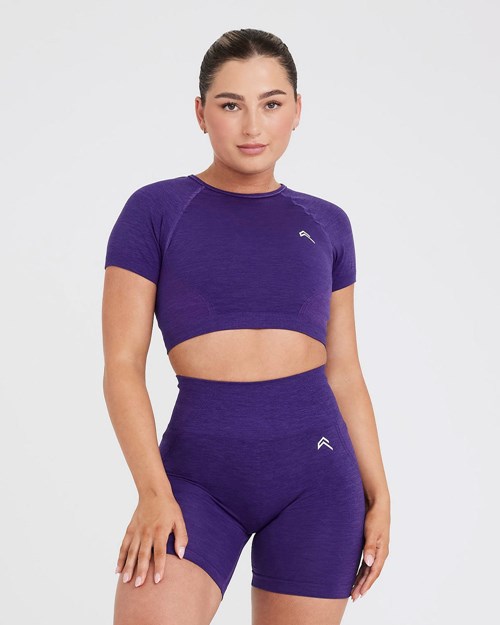 Oner Active Effortless Seamless Krótkie Sleeve Crop Top Amethyst | 917GLQHOR