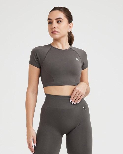 Oner Active Effortless Seamless Krótkie Sleeve Crop Top Jasny | 936COALJN