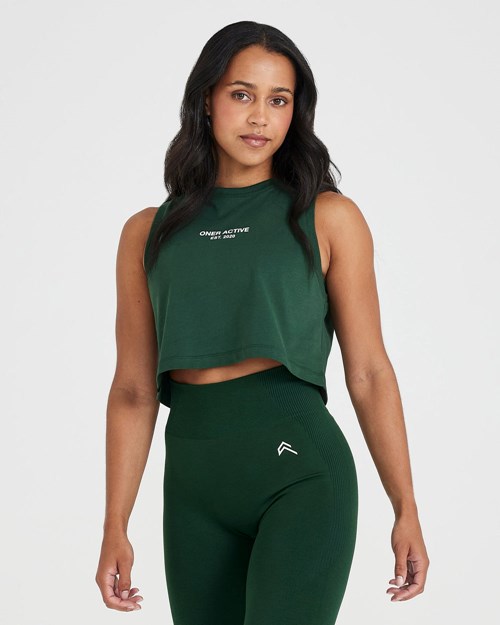 Oner Active Grafiką Jersey Tank Washed Evergreen | 064GFPBXN