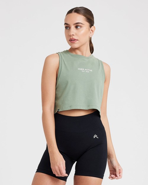 Oner Active Grafiką Jersey Tank Washed Sage | 829XHDPFN