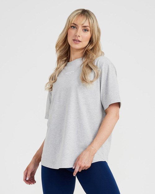 Oner Active Grafiką Oversized Krótkie Sleeve Tee Srebrne | 136BSTMDW
