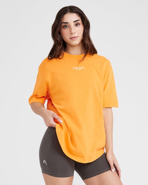 Oner Active Grafiką Oversized Krótkie Sleeve Tee Washed Sunset | 718FAMENR