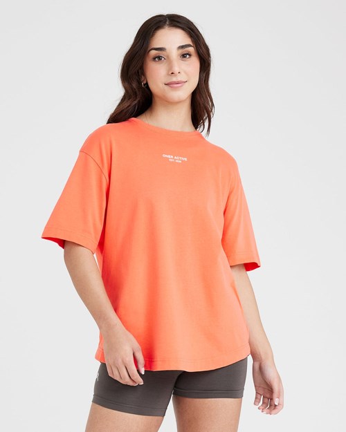 Oner Active Grafiką Oversized Krótkie Sleeve Tee Washed Peach Blossom | 830QHVSAY