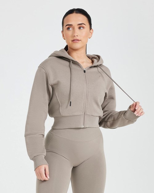 Oner Active Klasyczne Lounge Cropped Zip Through Hoodie Minky | 092XUFBGA