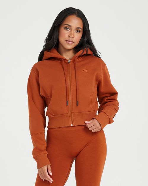 Oner Active Klasyczne Lounge Cropped Zip Through Hoodie Miedź | 615REYLPG