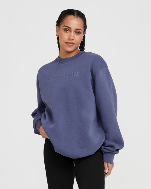 Oner Active Klasyczne Lounge Oversized Crew Neck Niebieskie | 023YRSKZJ