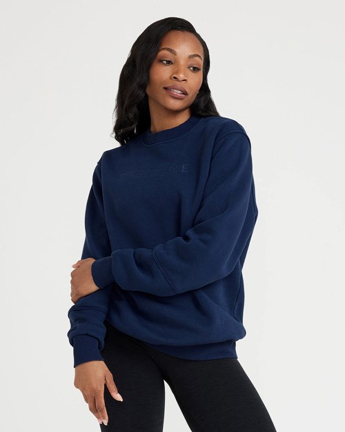 Oner Active Klasyczne Lounge Oversized Crew Neck Midnight | 198MLZCHE