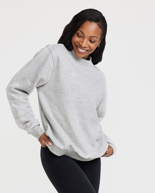 Oner Active Klasyczne Lounge Oversized Crew Neck Srebrne | 520HOKFPV