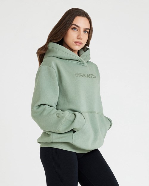 Oner Active Klasyczne Lounge Oversized Hoodie Sage | 682AOTBMS