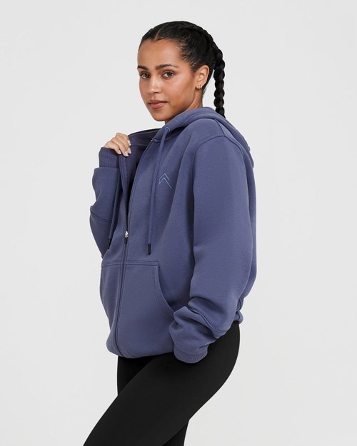 Oner Active Klasyczne Lounge Oversized Zip Through Hoodie Niebieskie | 384TCRNUP