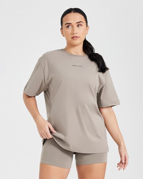 Oner Active Klasyczne Mirror Grafiką Oversized T-Shirt Washed Minky | 461GSBERJ