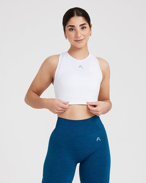 Oner Active Klasyczne Seamless 2.0 Crop Top Białe | 453SDEZGX
