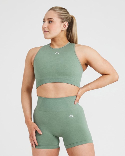 Oner Active Klasyczne Seamless 2.0 Crop Top Sage Marl | 921CKGLJE