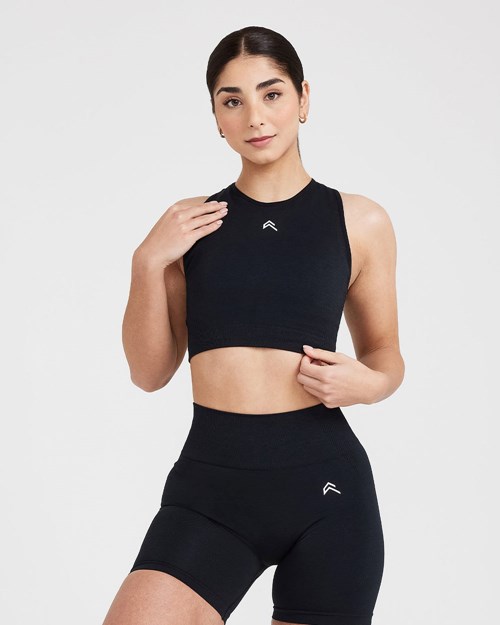 Oner Active Klasyczne Seamless 2.0 Crop Top Czarne | 941NLZOGU