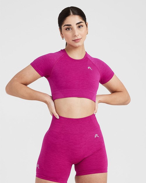 Oner Active Klasyczne Seamless 2.0 Krótkie Sleeve Crop Top Fuksja | 019AHFUZR
