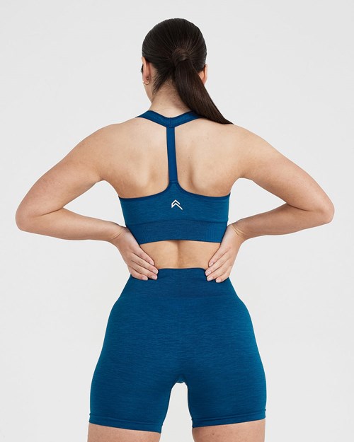 Oner Active Klasyczne Seamless 2.0 V-Neck Bralette Niebieskie | 025HLNJUA