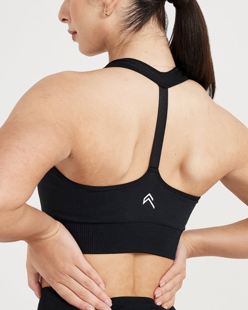 Oner Active Klasyczne Seamless 2.0 V-Neck Bralette Czarne | 039SQFXTV