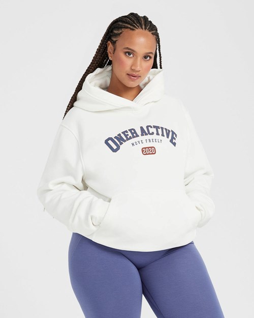 Oner Active Oversized Club Hoodie Białe | 367HCPKYF