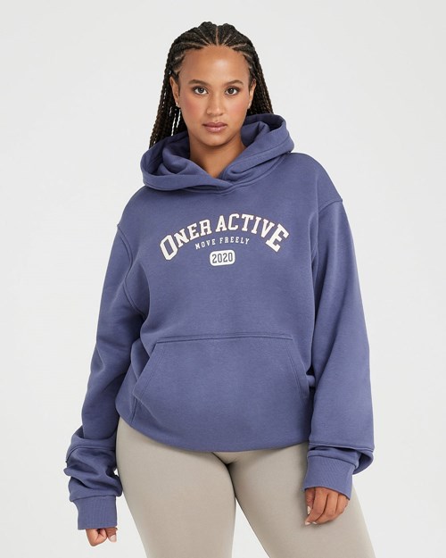 Oner Active Oversized Club Hoodie Niebieskie | 271YQTKPF